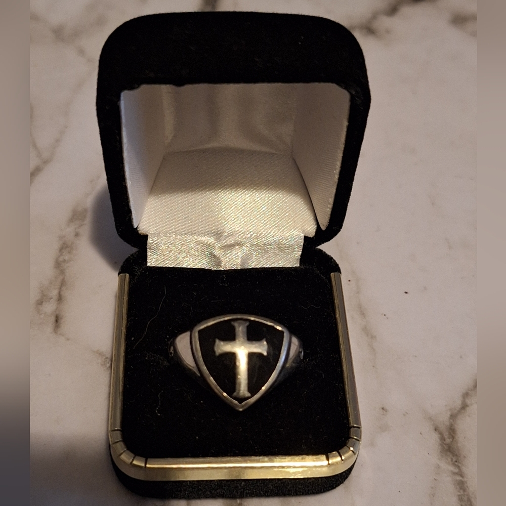 Silver Cross Shield Ring